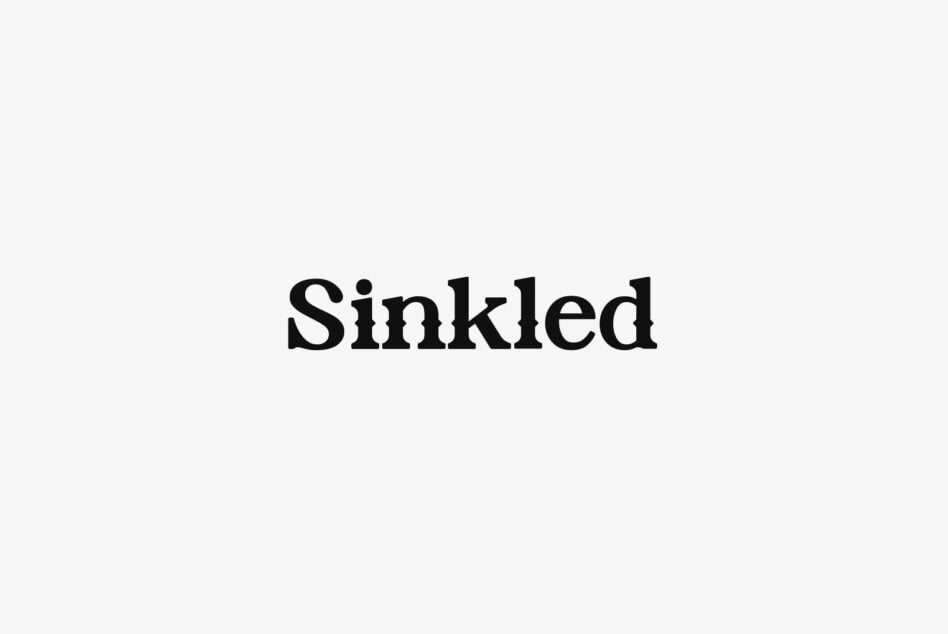 Sinkled typeface displayed in bold black letters on light gray background
