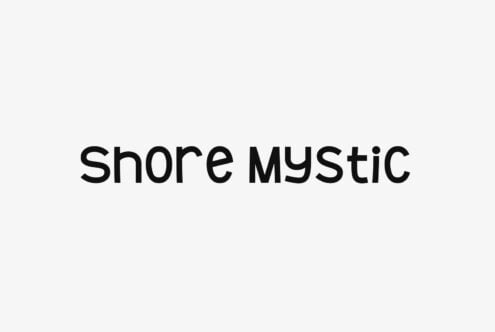 Shore Mystic typeface in bold black letters on clean light gray background