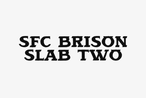 SFC Brison Slab Two serif font displayed in bold black letters on cream background