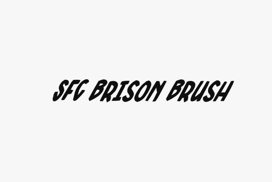 SFG Brison Brush italic font in black on light gray background