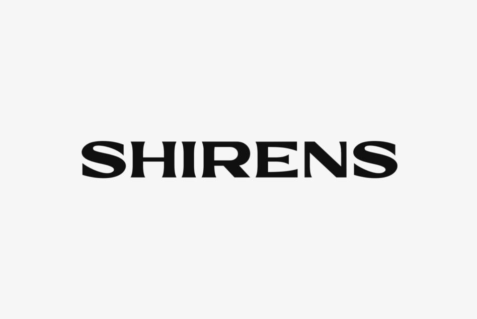 Bold sans serif wordmark reading SHIRENS in black on light gray background