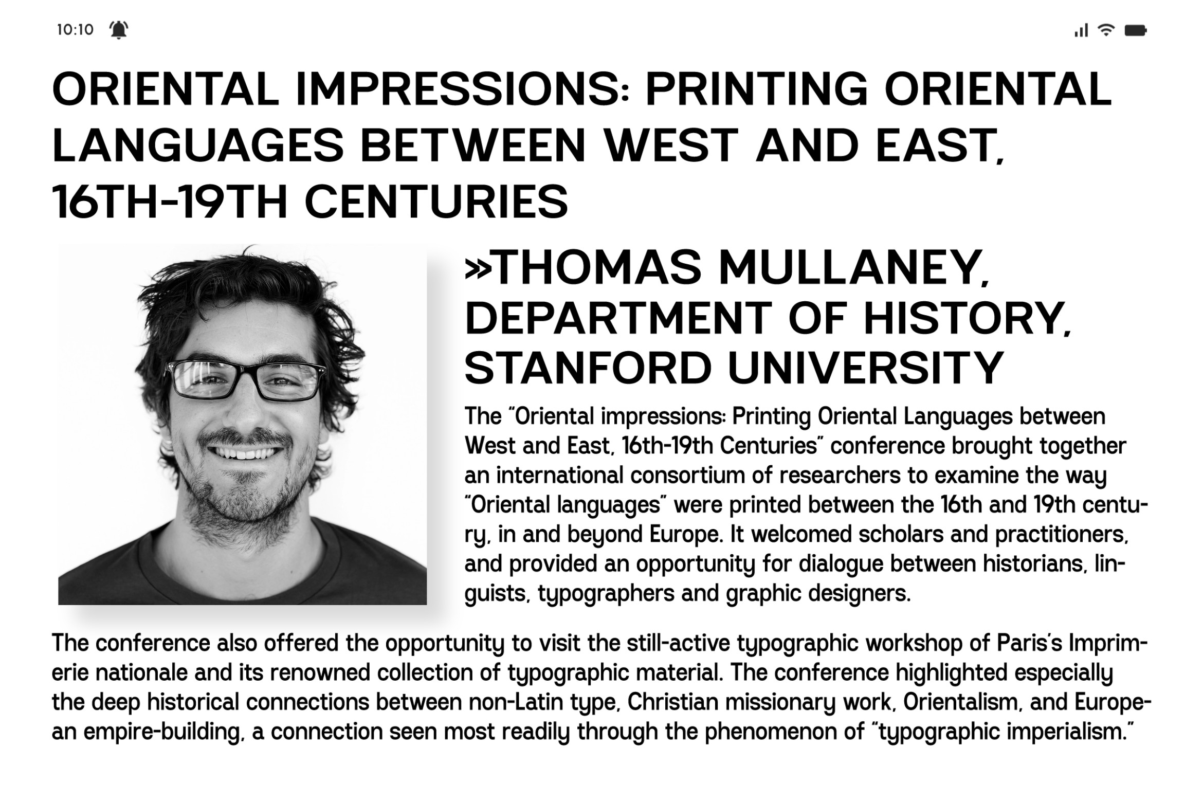 Mobile mockup showing exhibition website alongside Esthétique font specimen cards