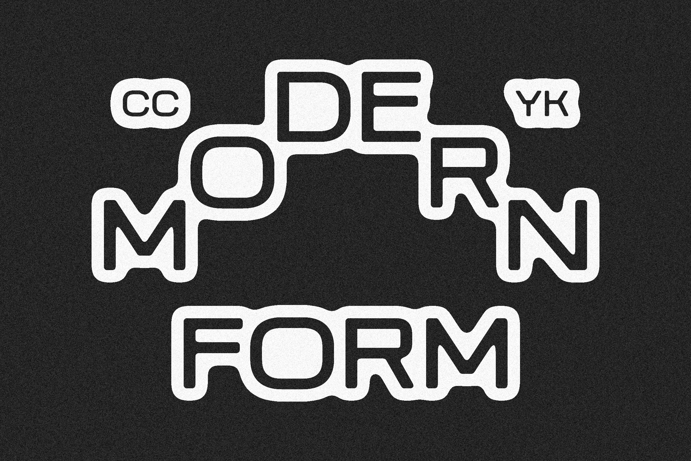Bold modern typography display with outlined bubble letters on a textured black background ideal for graphic design projects and creative templates.
