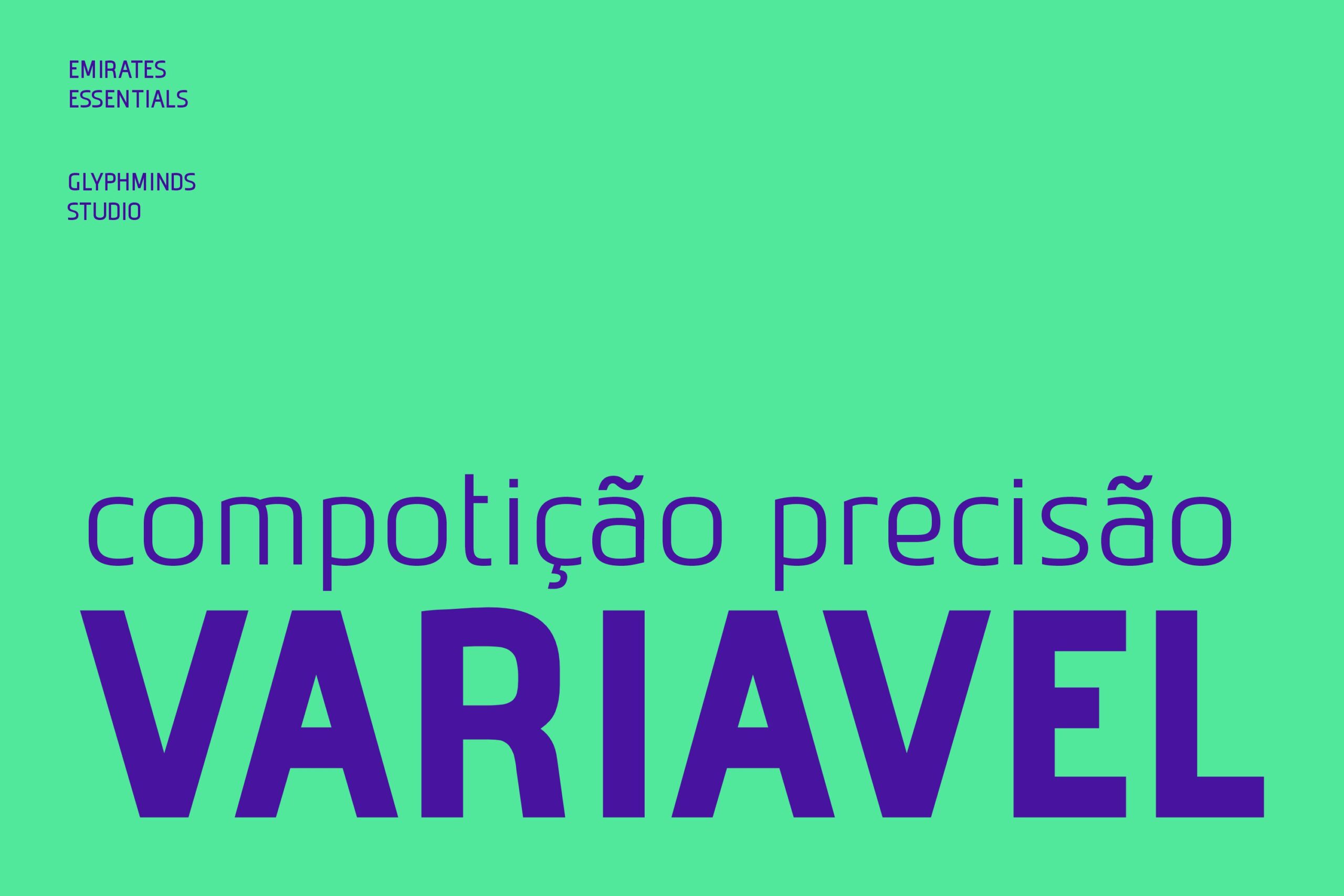 Variavel font specimen on mint green background Portuguese branding