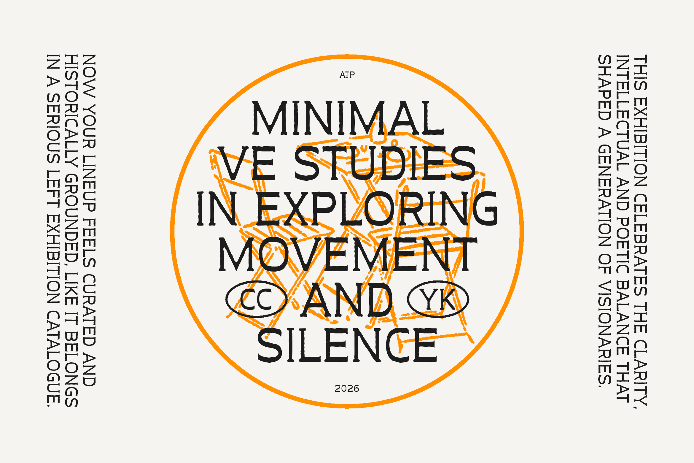 ATP minimal type studies poster with orange circle containing overlaid line drawings