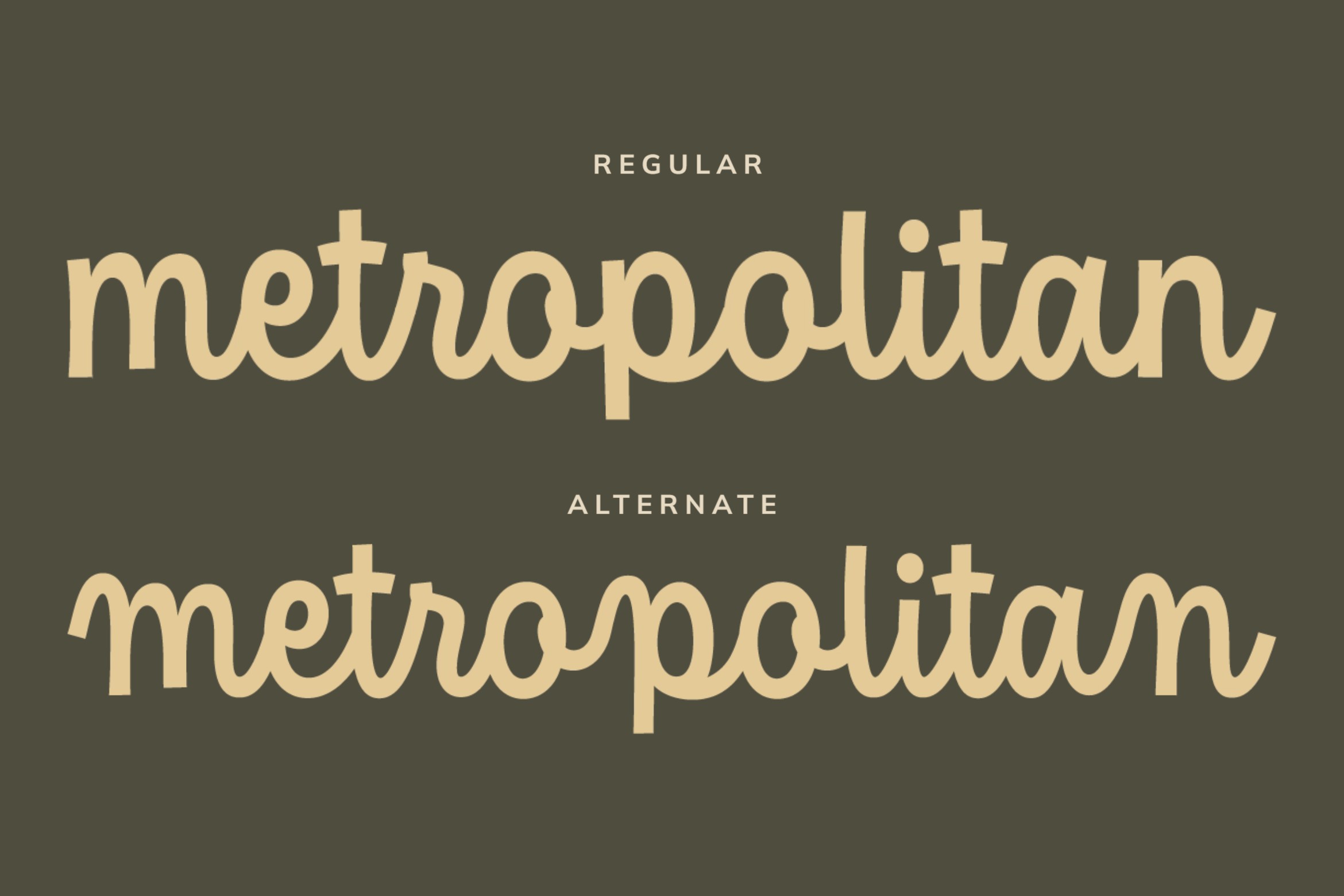 Metropolitan font showing regular weight with alternate style options