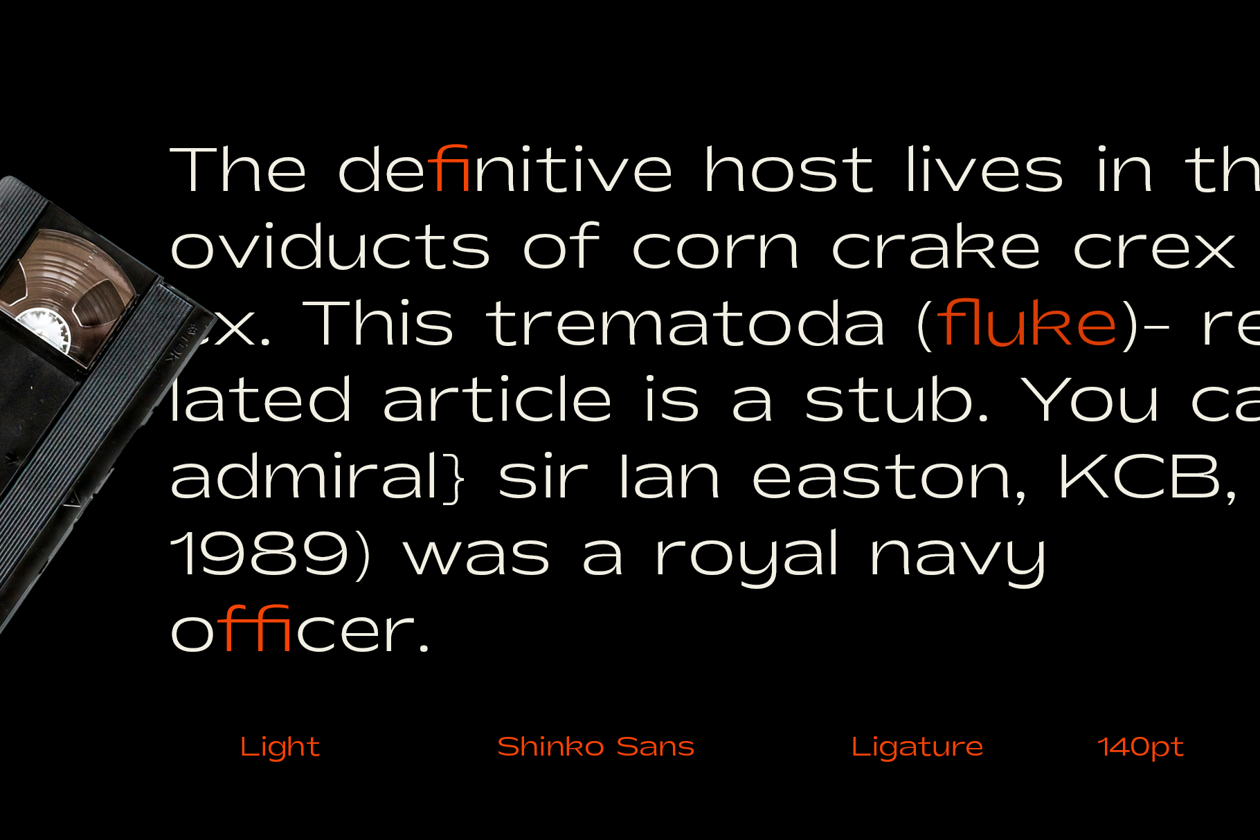 Shinko Sans font displayed in Light weight showing sample text on dark background