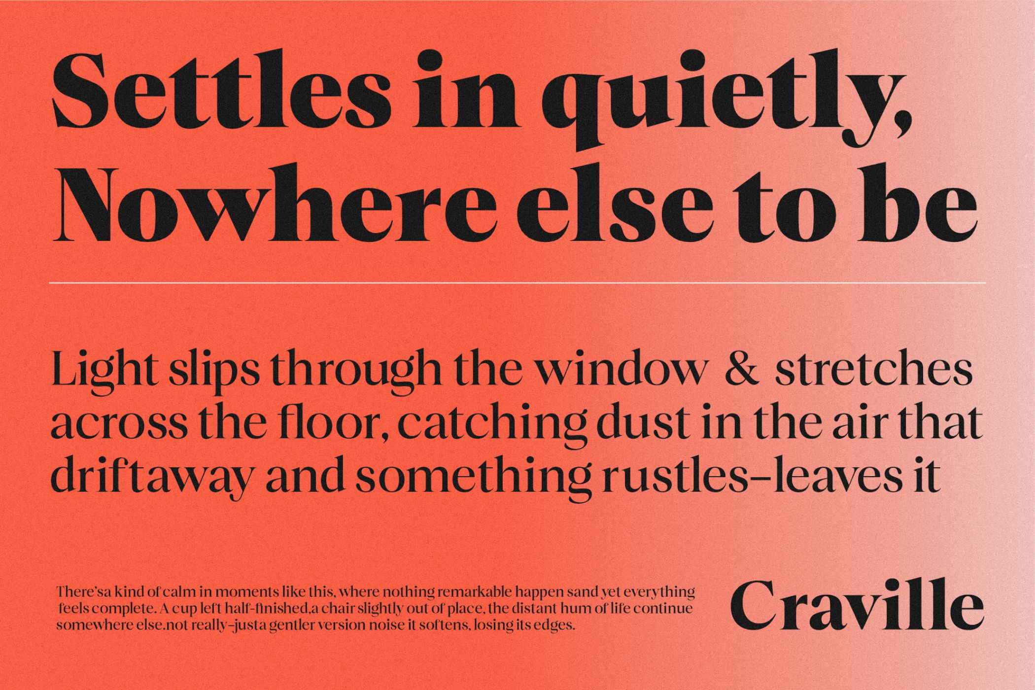 Literary quote layout in serif type on warm coral gradient background