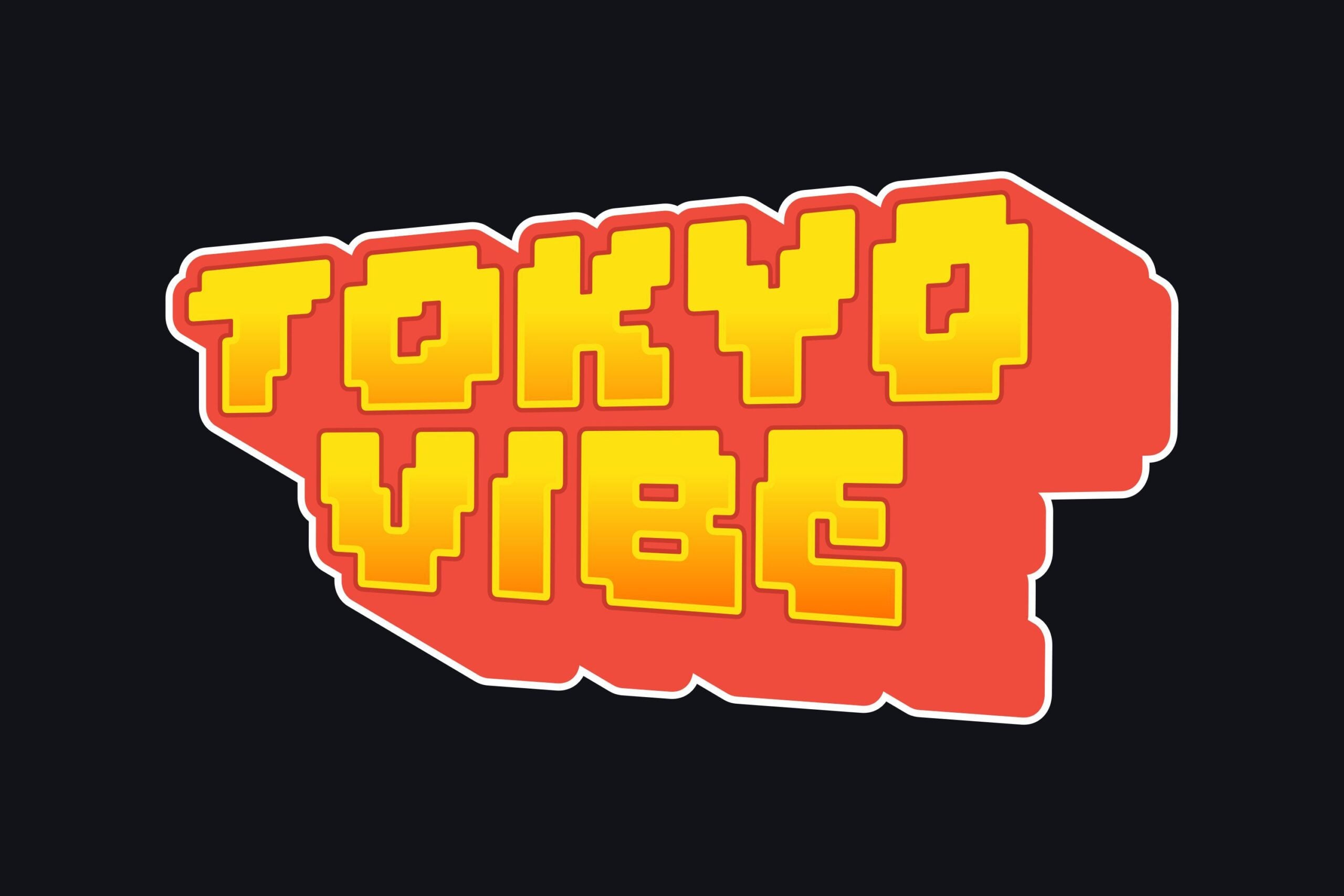 Forth Vibe retro pixel text with yellow letters on red speech bubble shape
