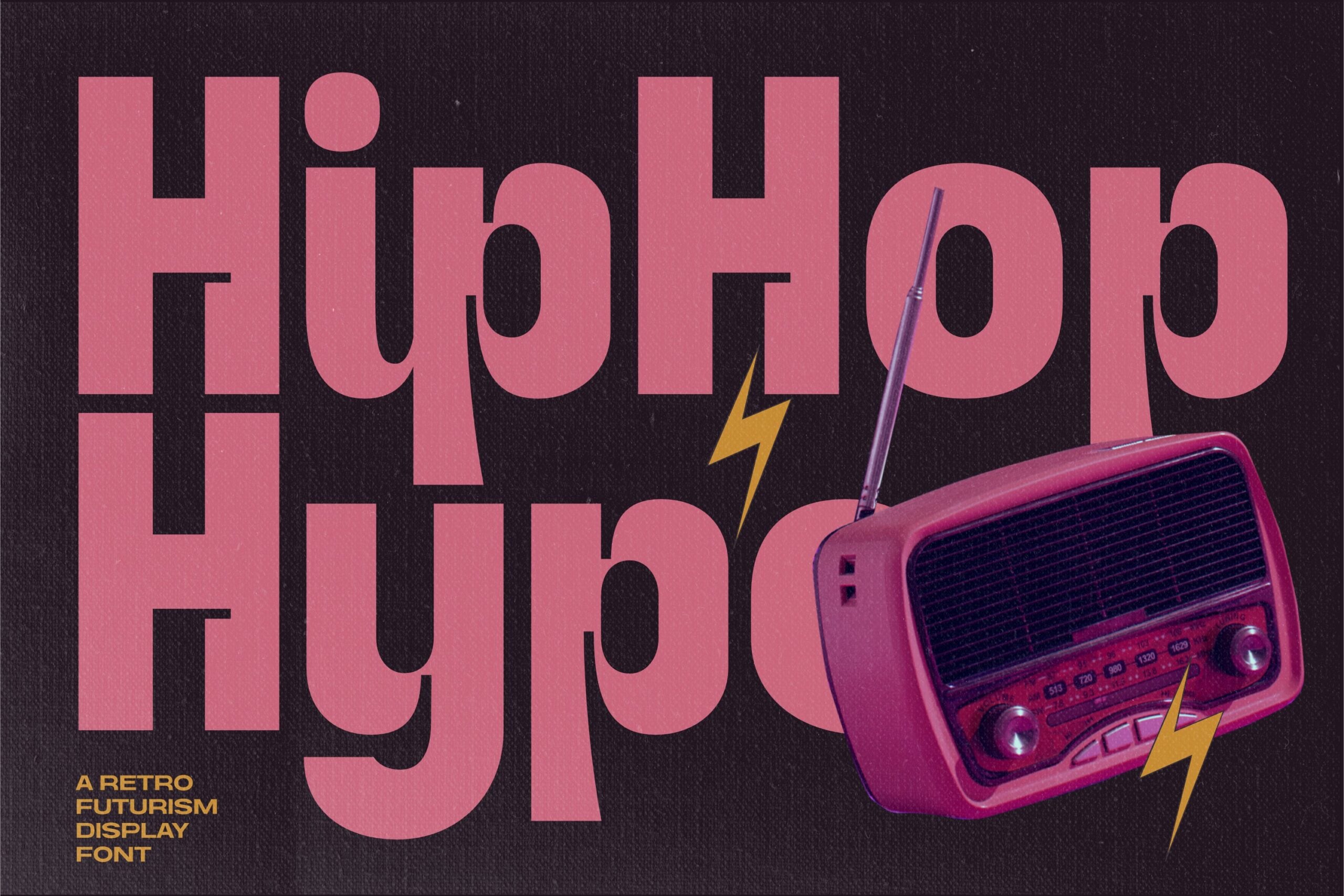 High High retro futurism display font with pink radio 3D rendering