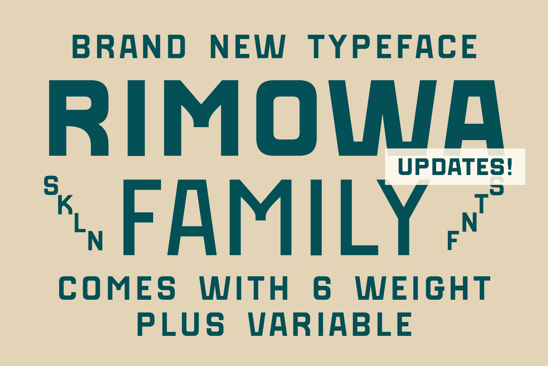 Rimowa font family intro with 6 weight options listed
