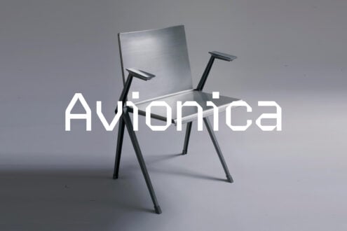 Modern office chair mockup with tilted seat, black legs, grey background