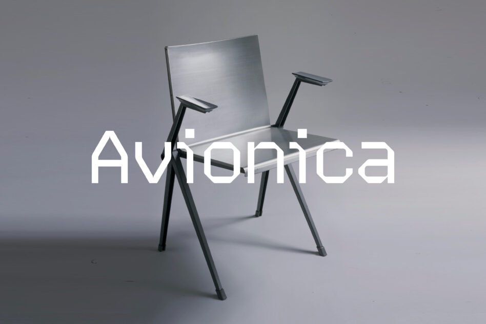 Modern office chair mockup with tilted seat, black legs, grey background