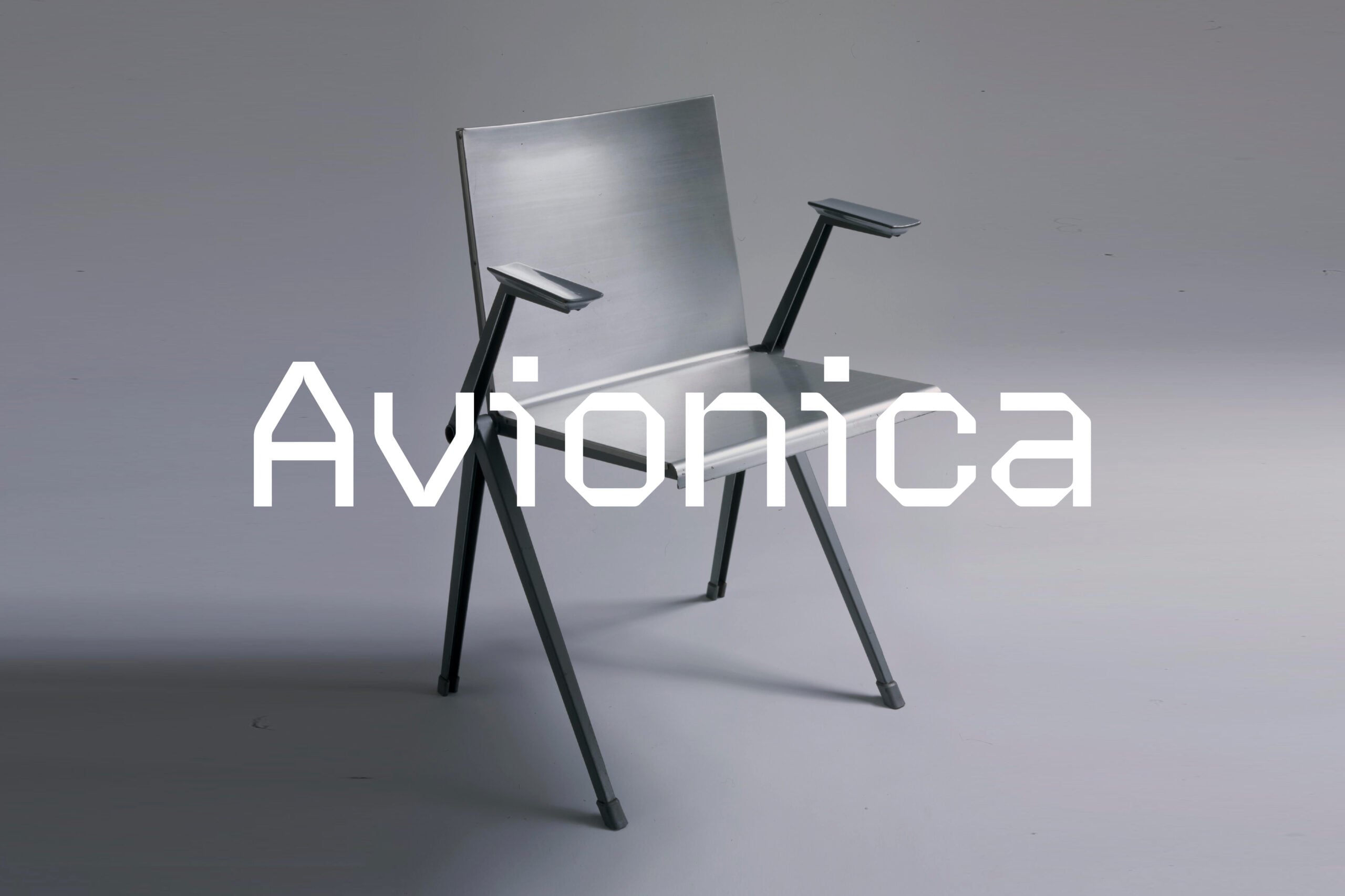Modern office chair mockup with tilted seat, black legs, grey background