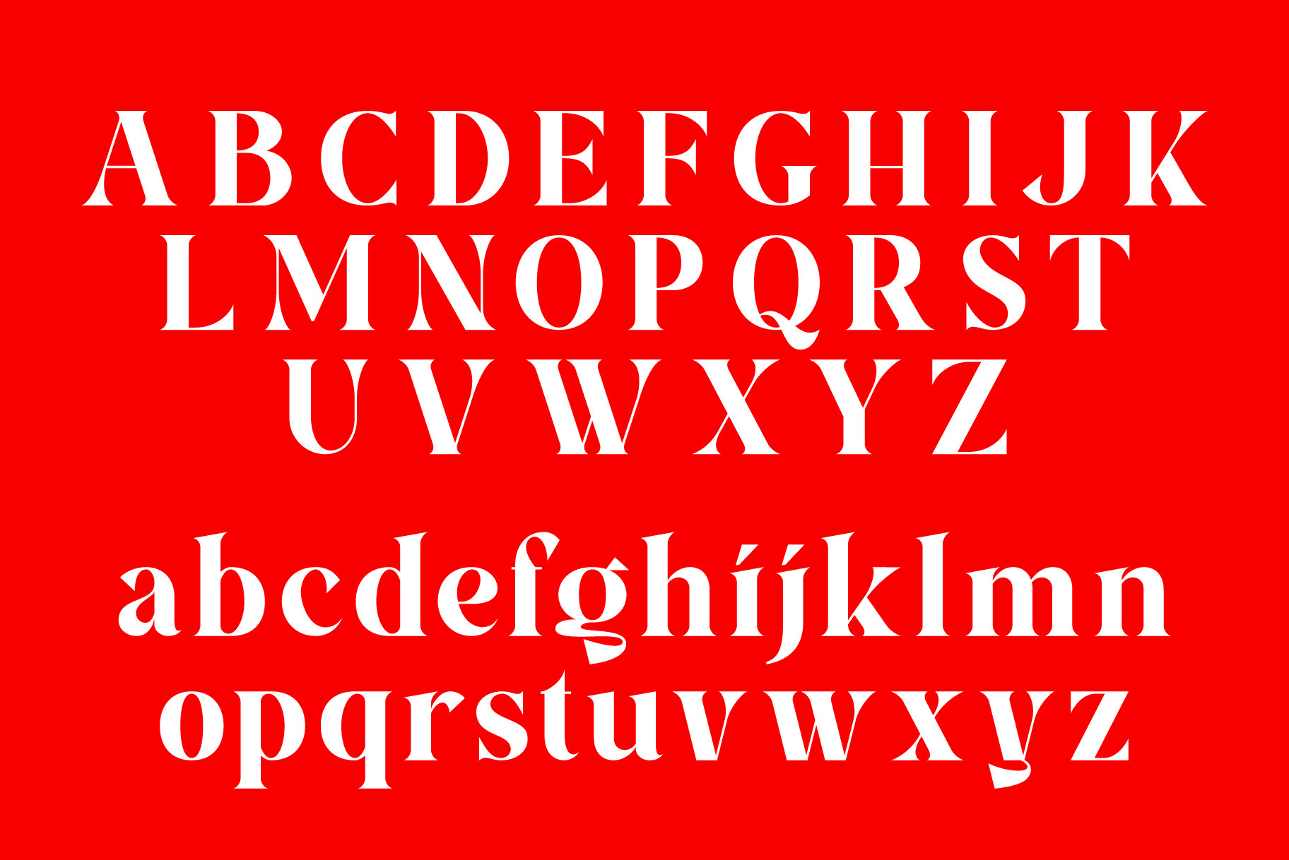 Full alphabet uppercase lowercase numbers in red serif font