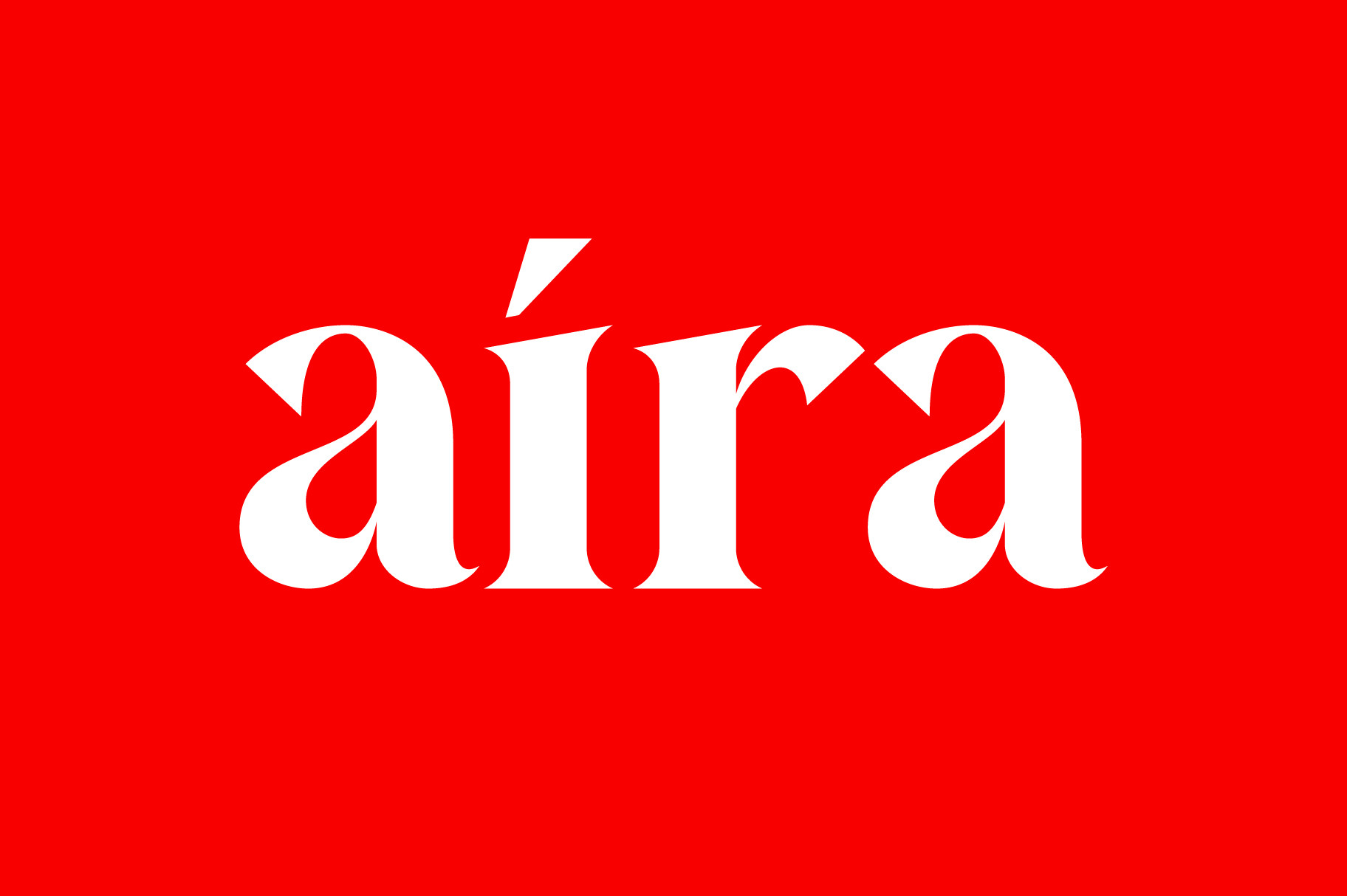 Aira wordmark in bold white letters on vibrant red background
