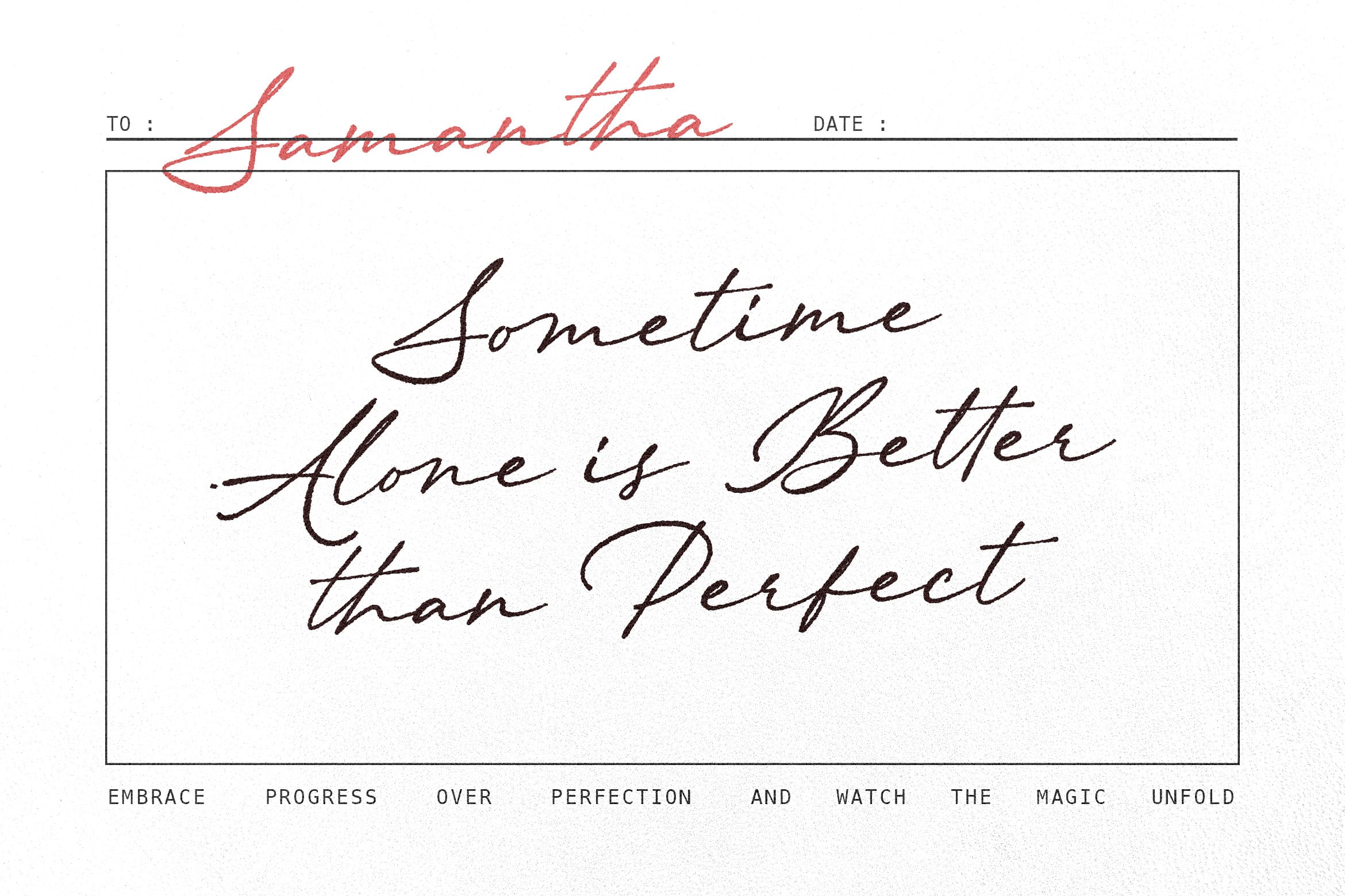 Always Classy script font on memo card layout with motivational handwritten text