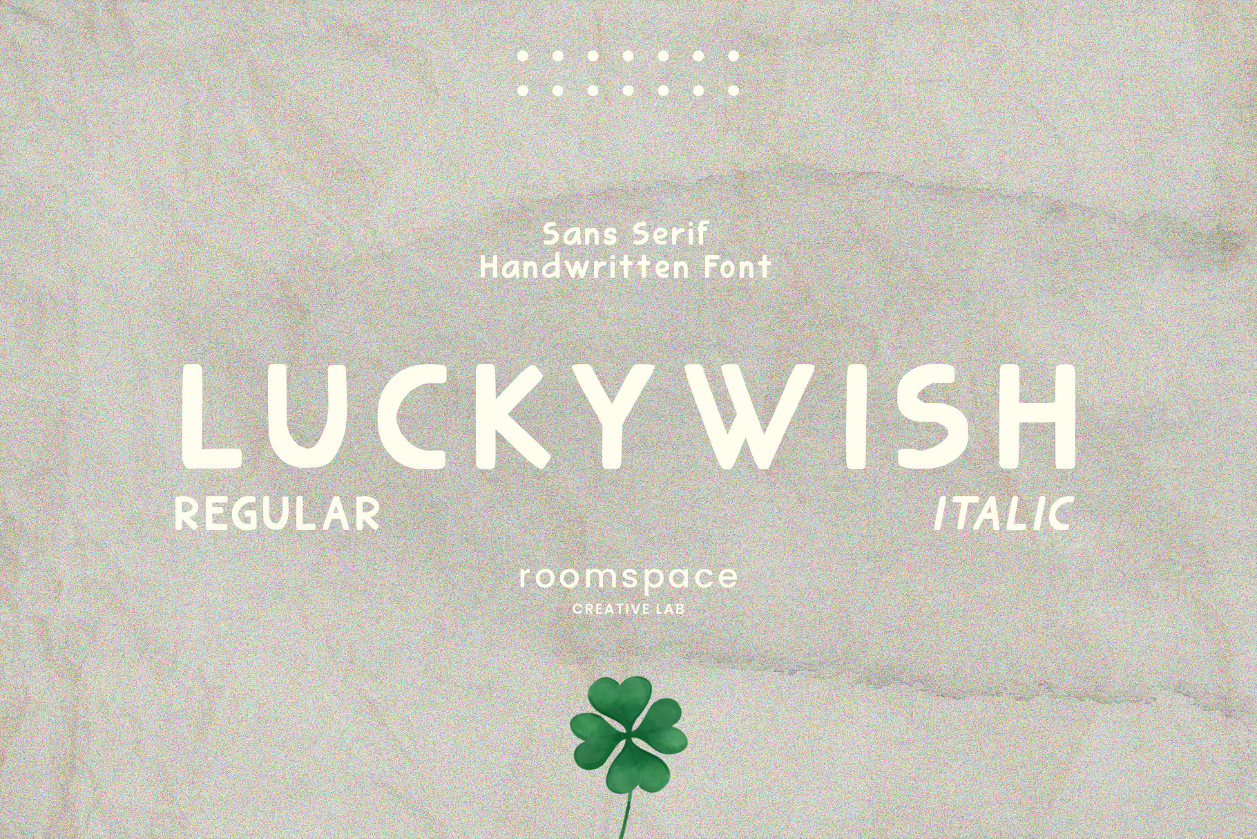 Sans serif handwritten font named LuckyWish with regular and italic styles. Ideal for designers seeking unique typography assets.