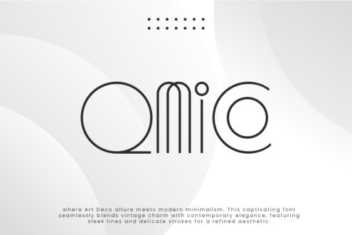 Ollie minimalist outline font with thin geometric letterforms on beige background