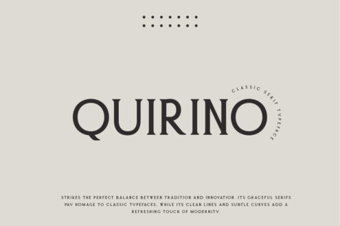 Quirino classic serif typeface specimen showing balanced traditional modern design