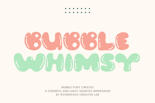 Bubble Whimst font title display showing light-hearted rounded character style