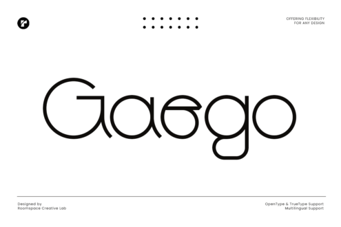 Gaego font logo display in clean outline letters on minimal background
