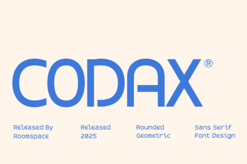 CODAX typeface display with rounded geometric sans serif design specs