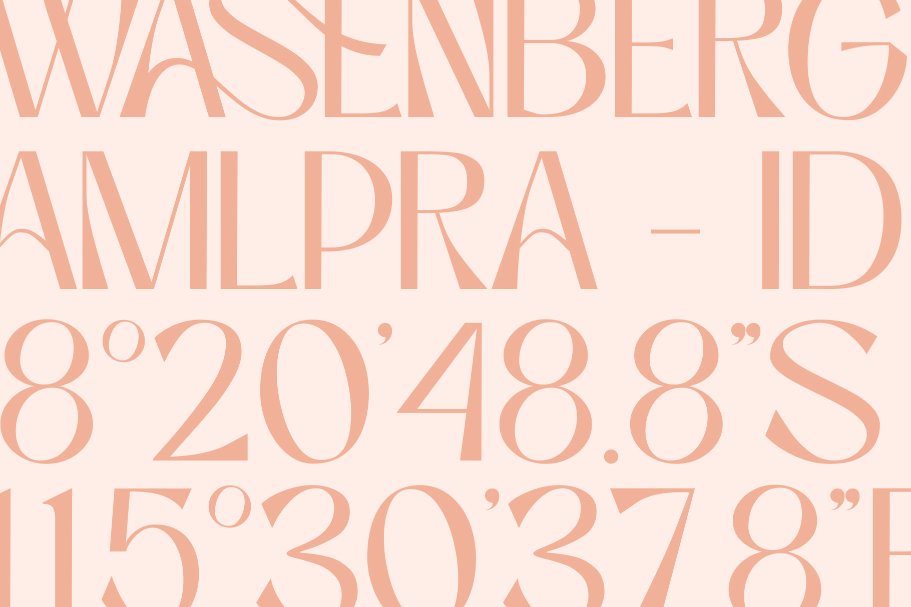 Elegant serif font with thin strokes on cream background showing character samples
