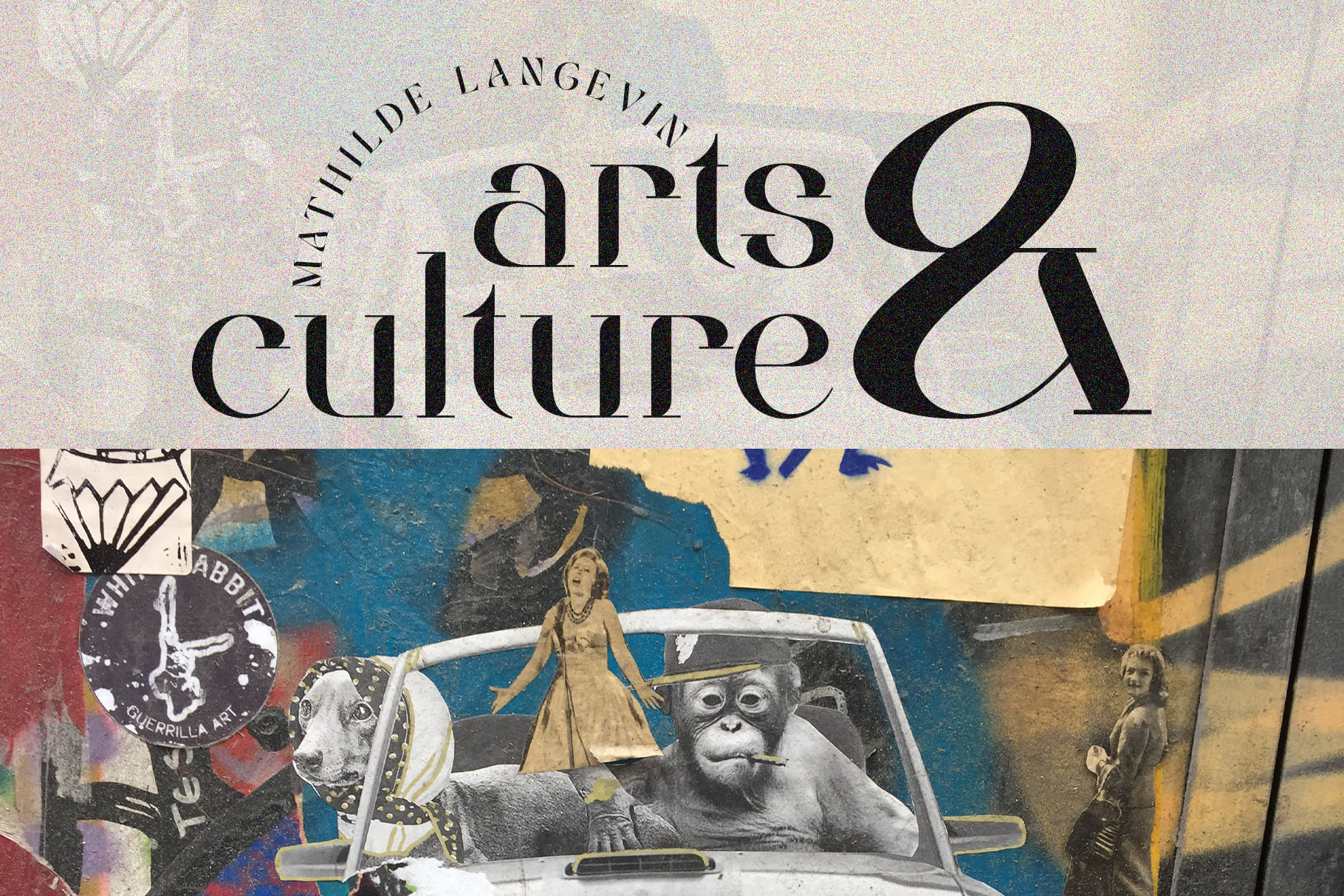 Arts culture collage with surreal vintage imagery colorful textured background design