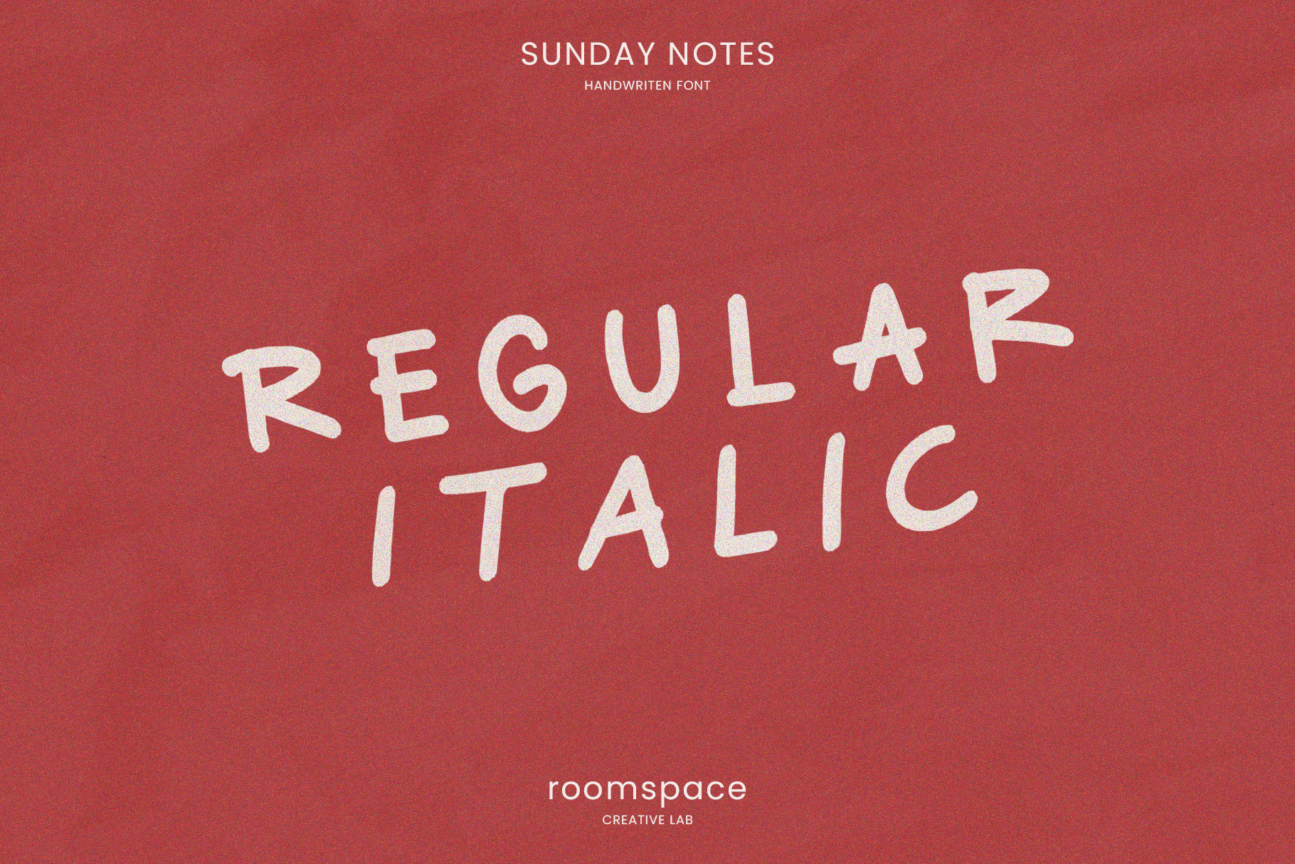 Sunday Notes Regular Italic font sample displayed in white on red background