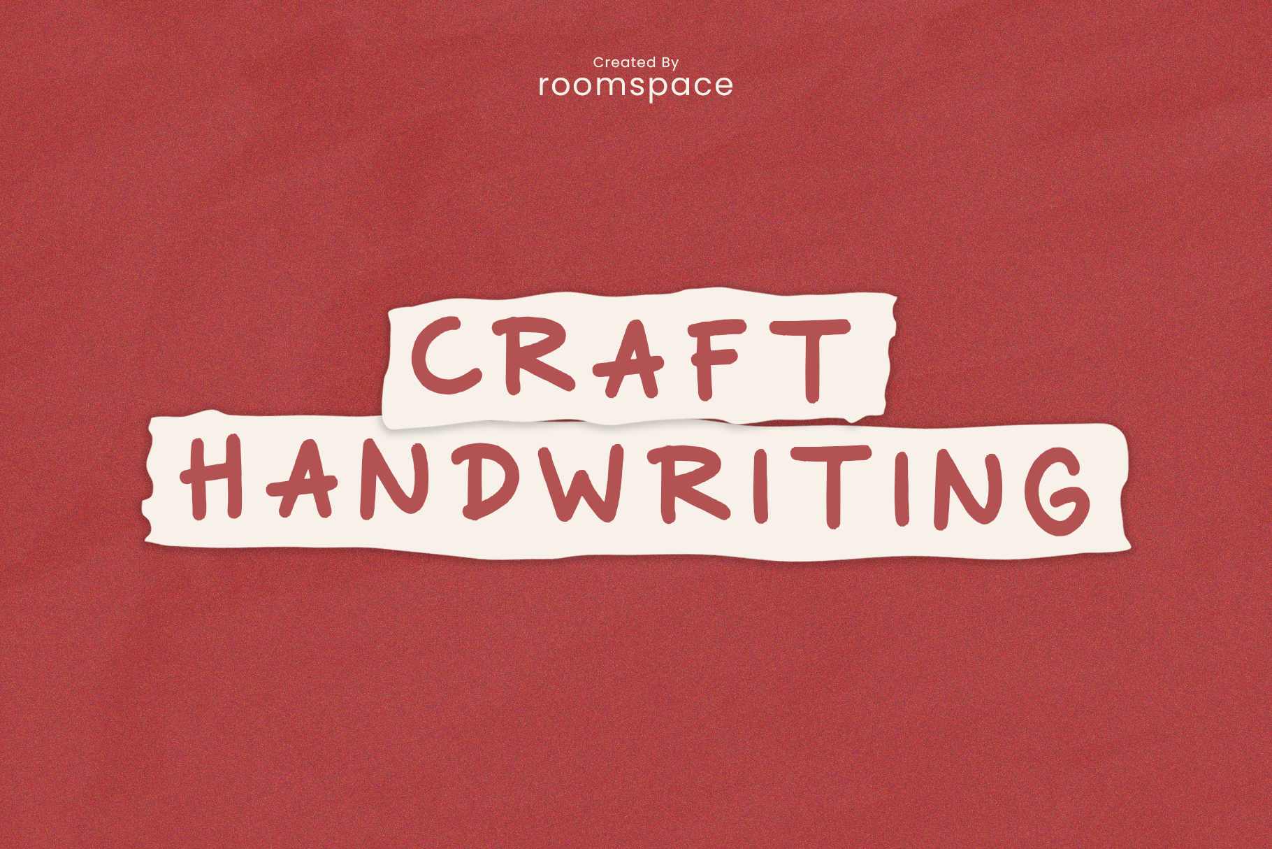 Craft Handwriting words on white torn paper strips against red background