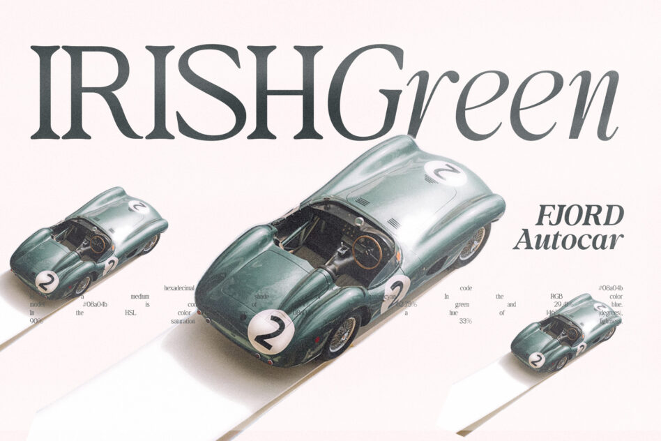 Three mint green model cars shown at different scales, Irish Green Ford Autocar
