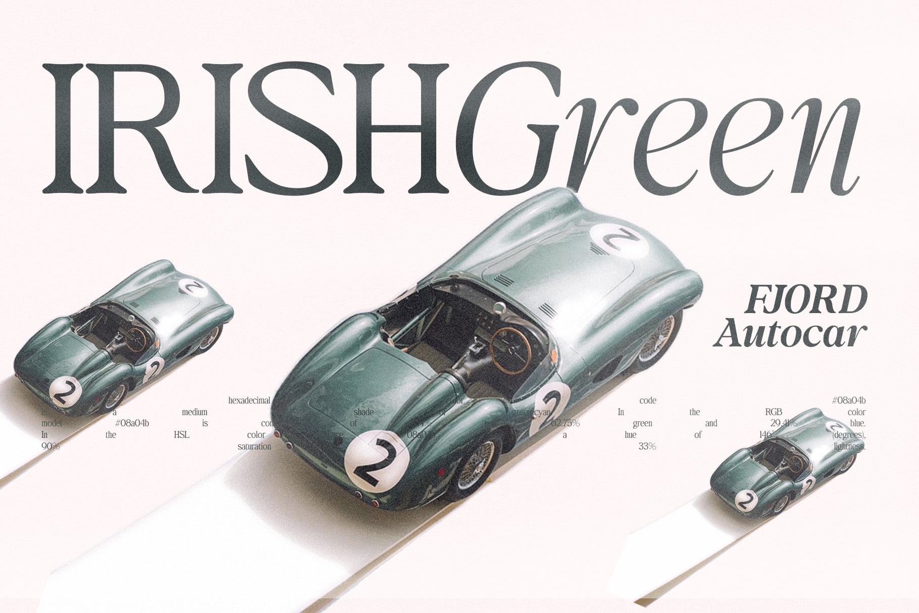 Three mint green model cars shown at different scales, Irish Green Ford Autocar