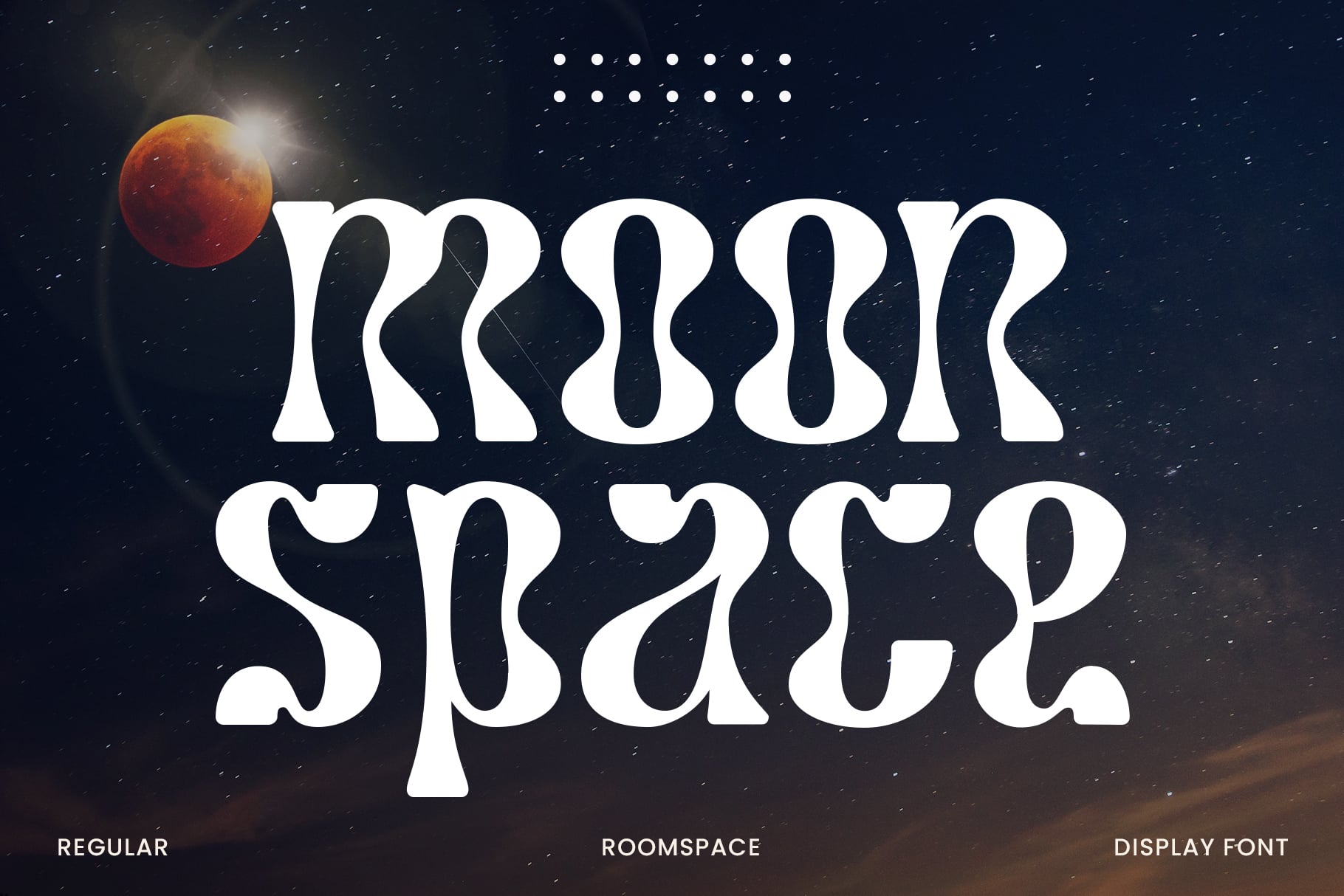 Krook Space font stacked over night sky with red moon