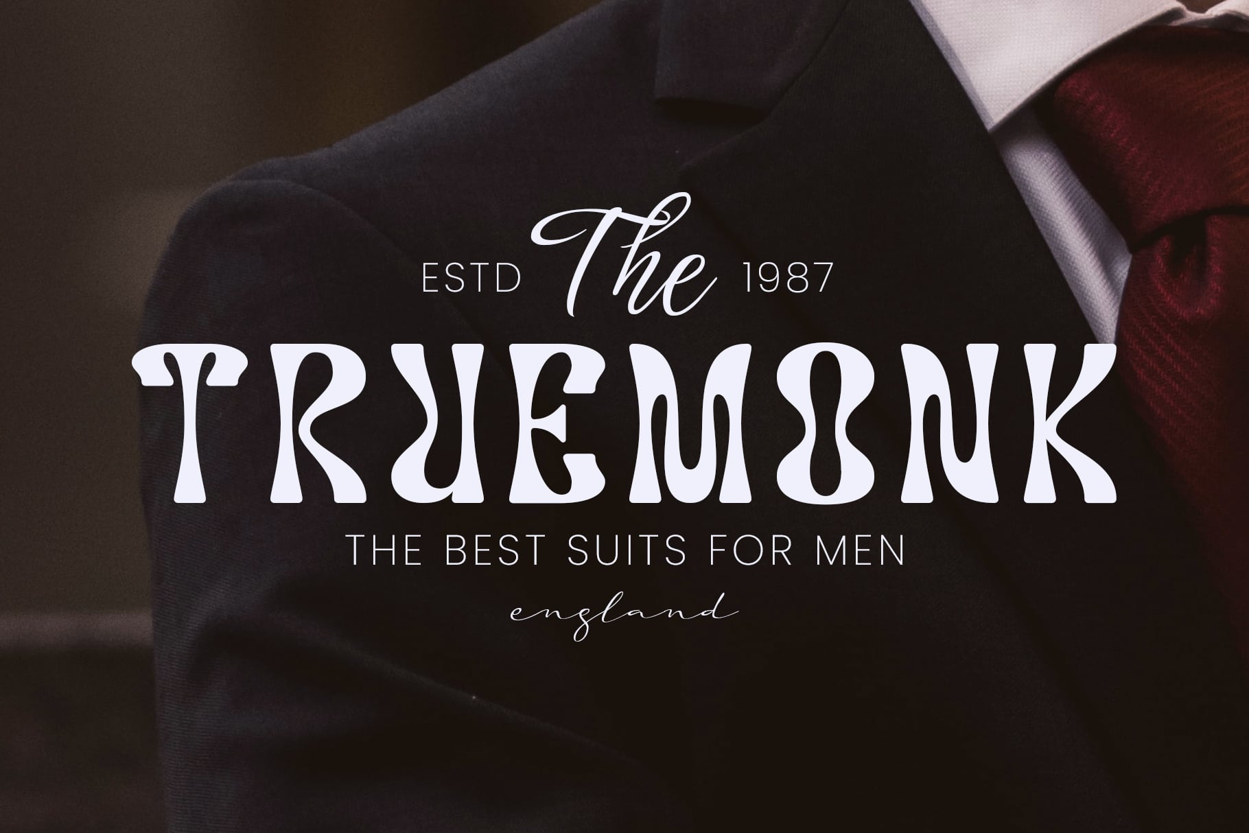 True Monk font with suit jacket detail in background