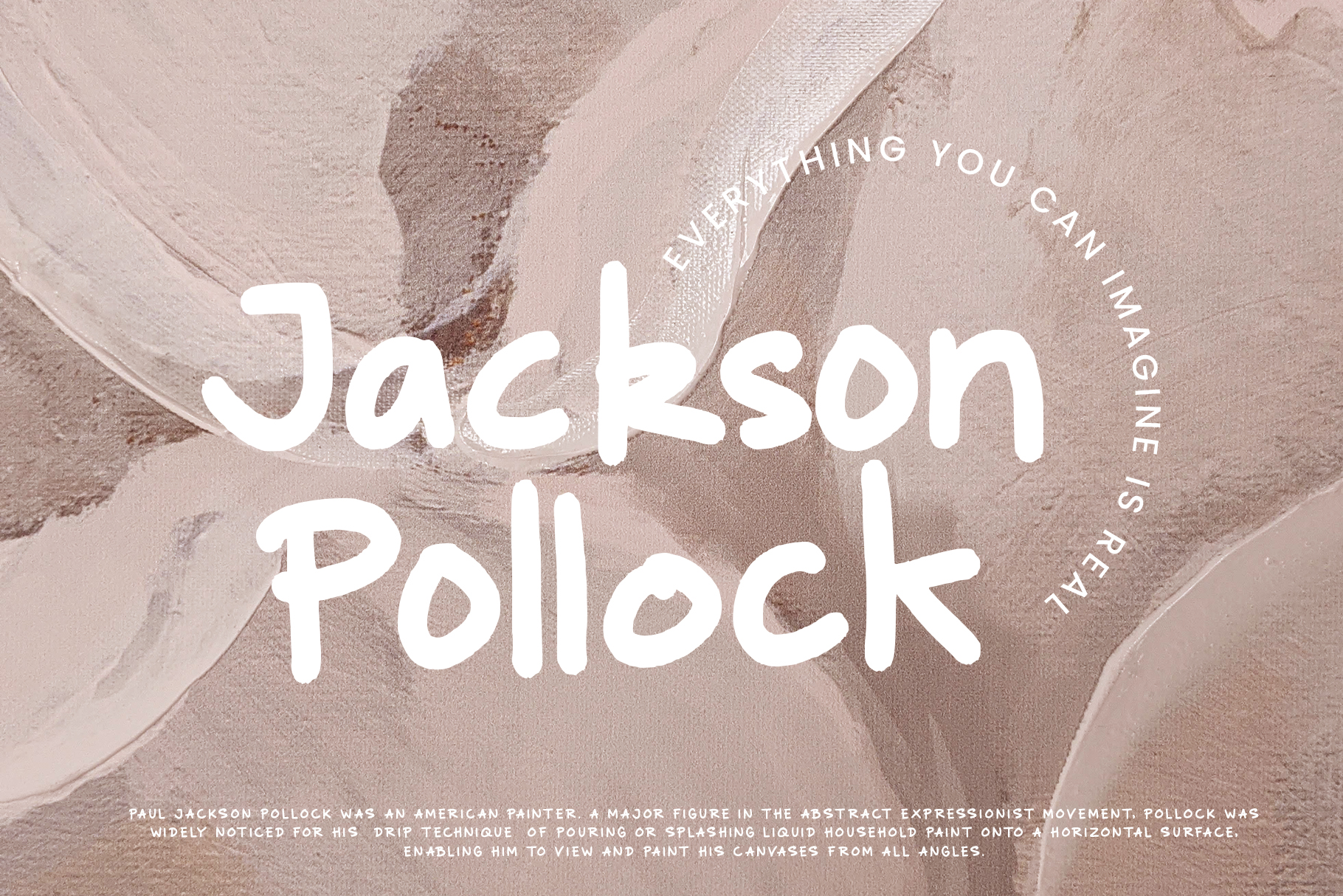 Jackson Pollock font name on textured abstract painting background