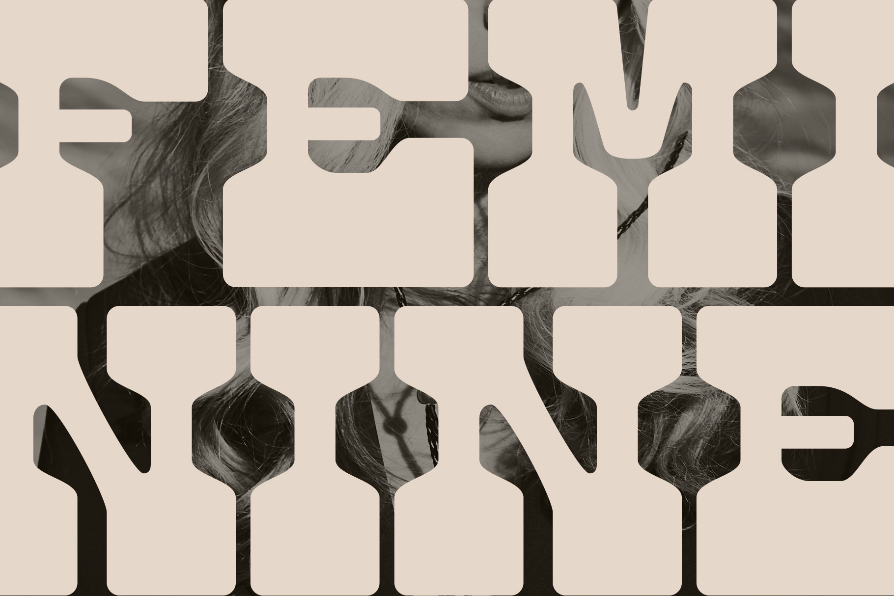 Cutout typography mockup showing textured image through letter forms