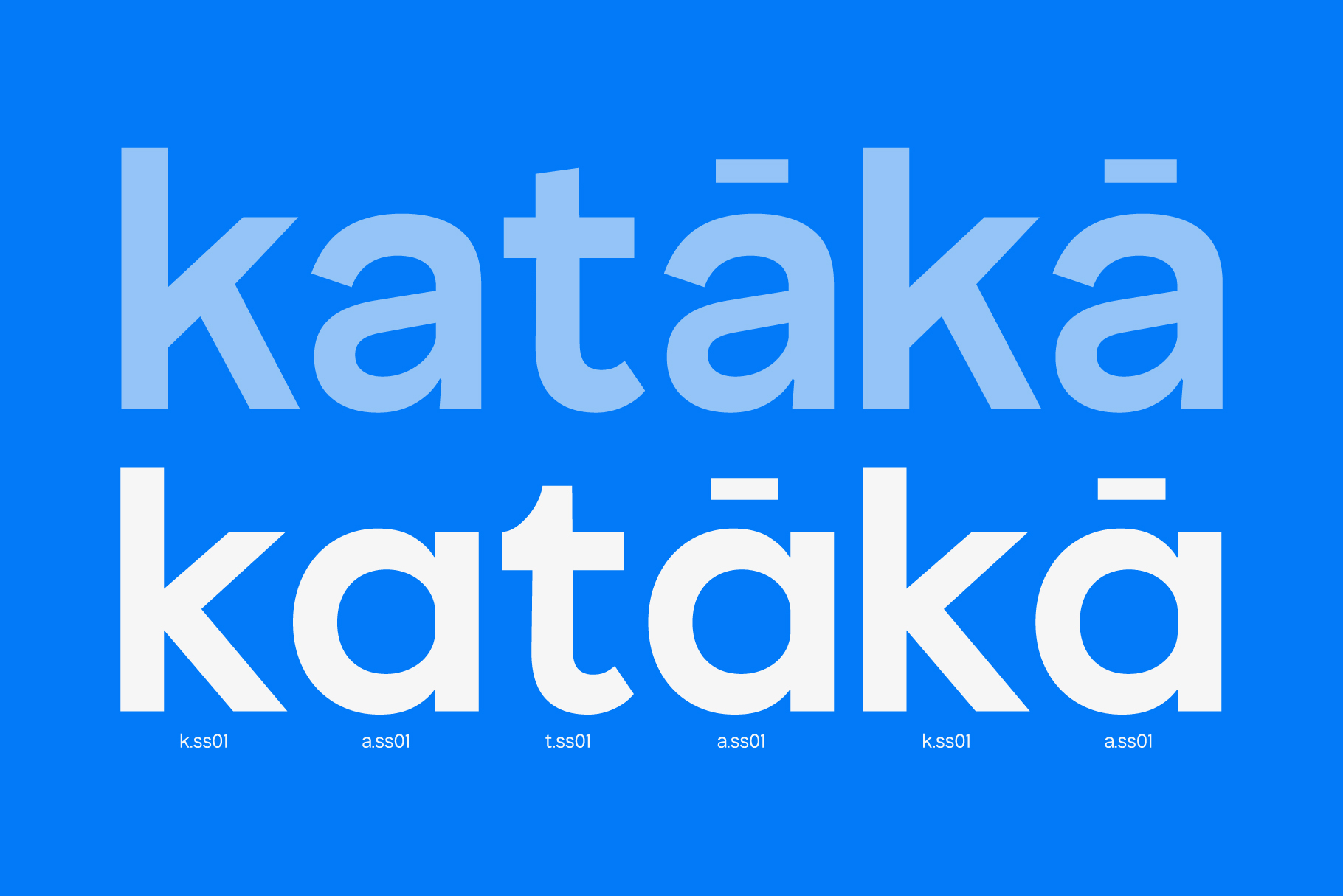 Kataka font family in light blue on bright blue background