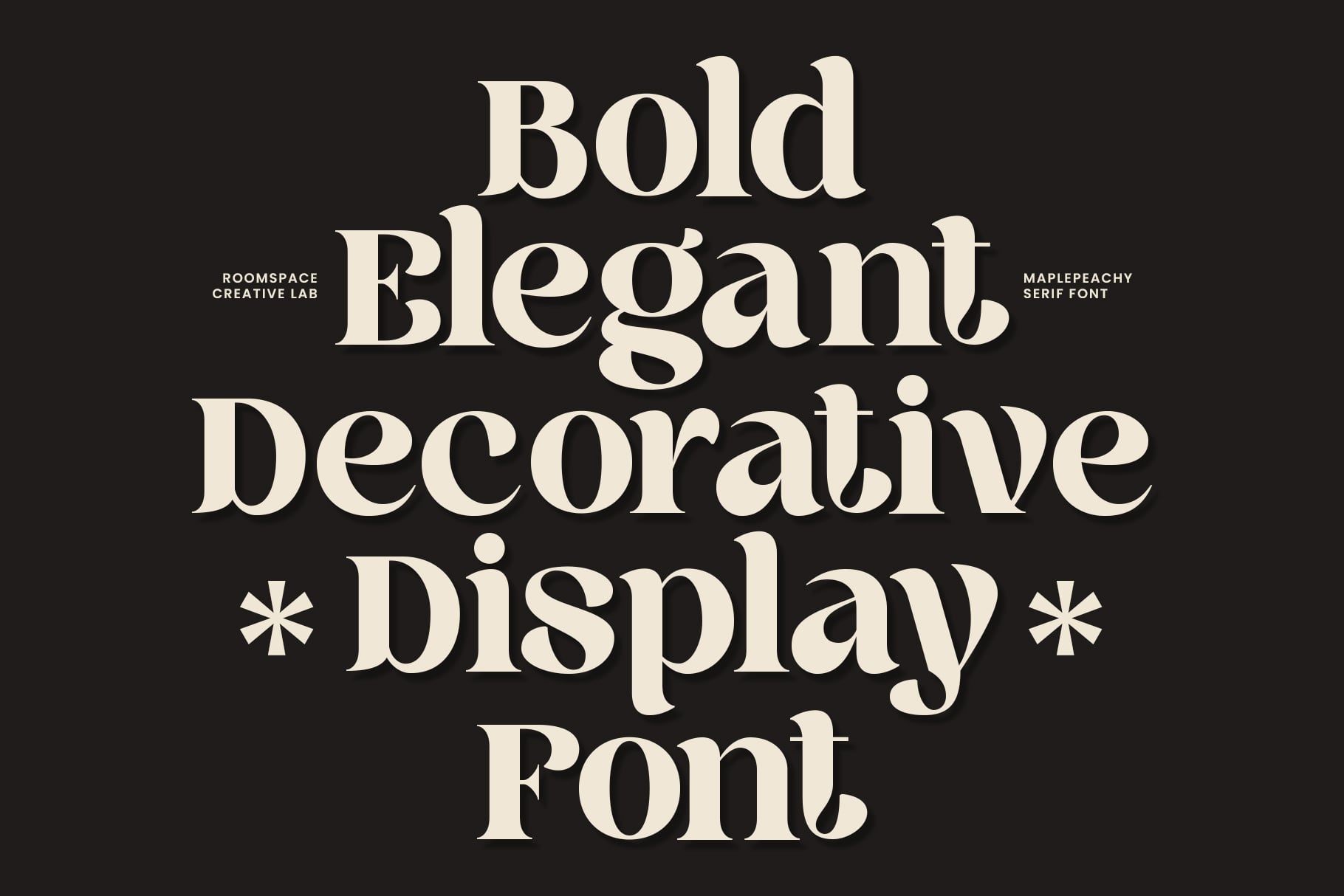 Bold Elegant Decorative display font in cream on dark background