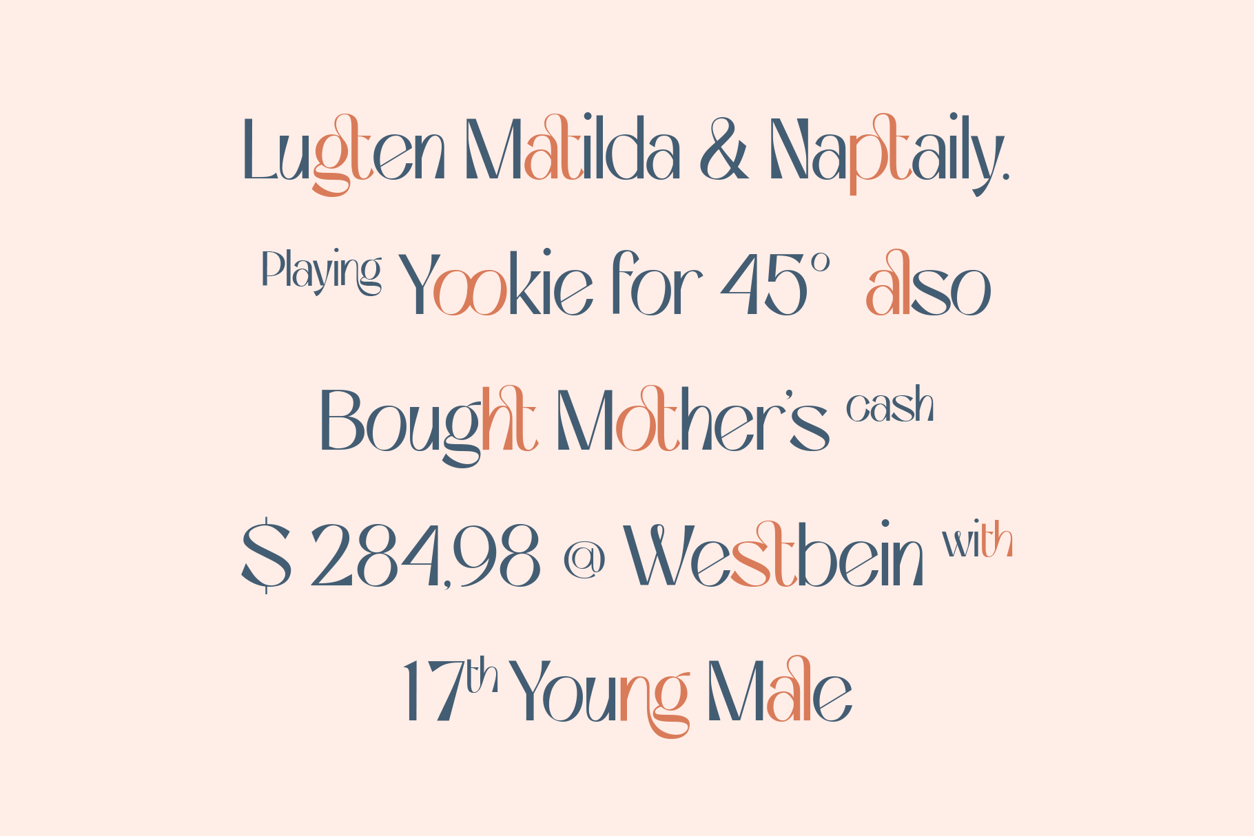 Serif font in navy with coral accents showing mixed case letters on cream background