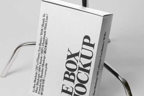 Le Box Mockup book cover with cream spine showing Rougho typeface