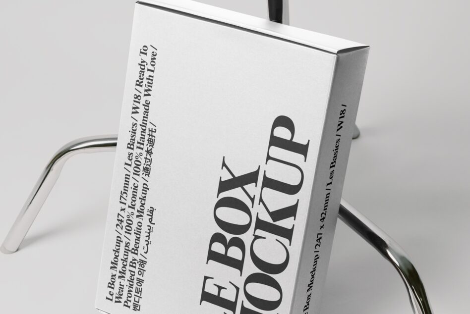 Le Box Mockup book cover with cream spine showing Rougho typeface