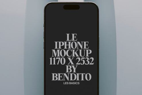 iPhone with dark screen displaying white serif typography design