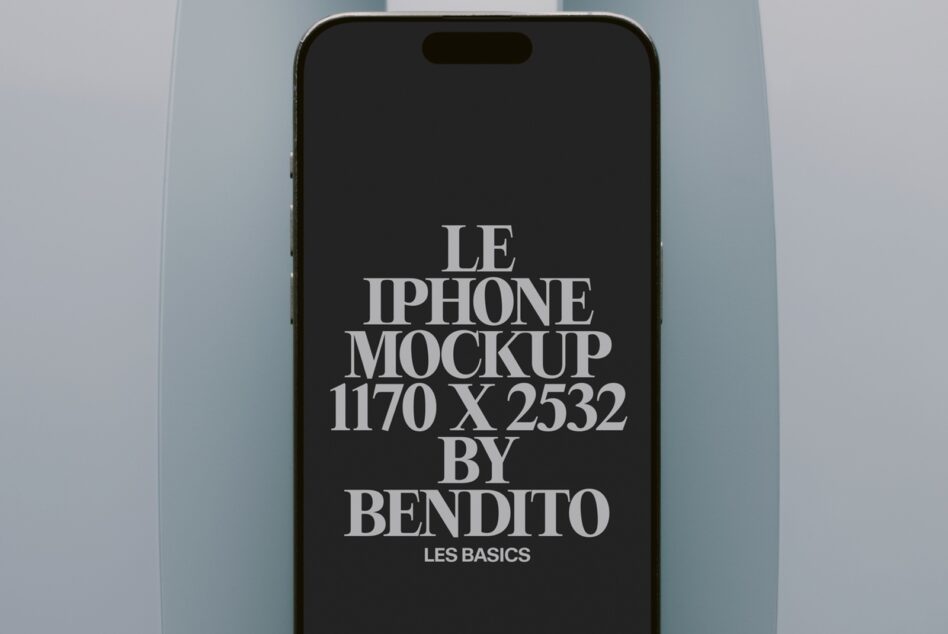 iPhone with dark screen displaying white serif typography design