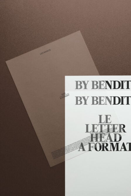 Letterhead mockup with overlapped white papers on warm brown background