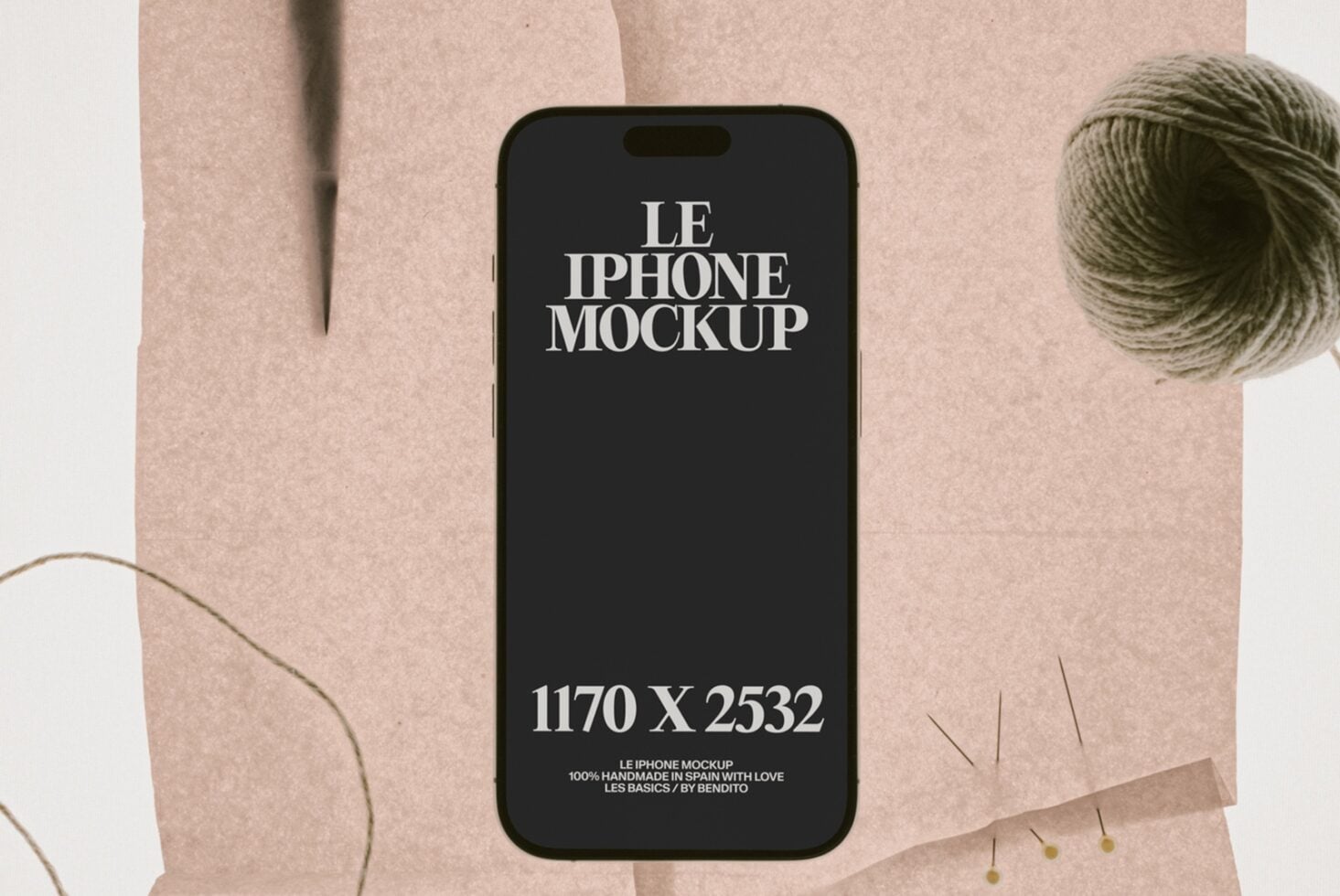 iPhone mockup on neutral beige background with dried plants, minimal styling