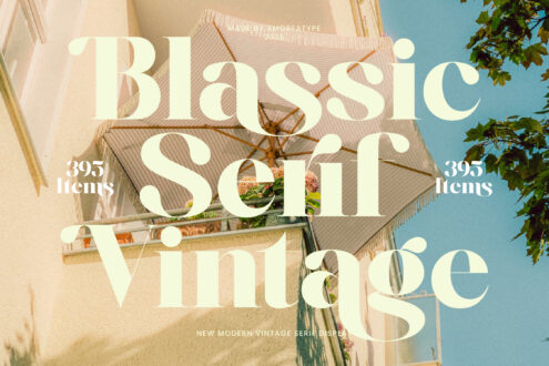 Classic serif font overlay on sunny Mediterranean building with ivy vines