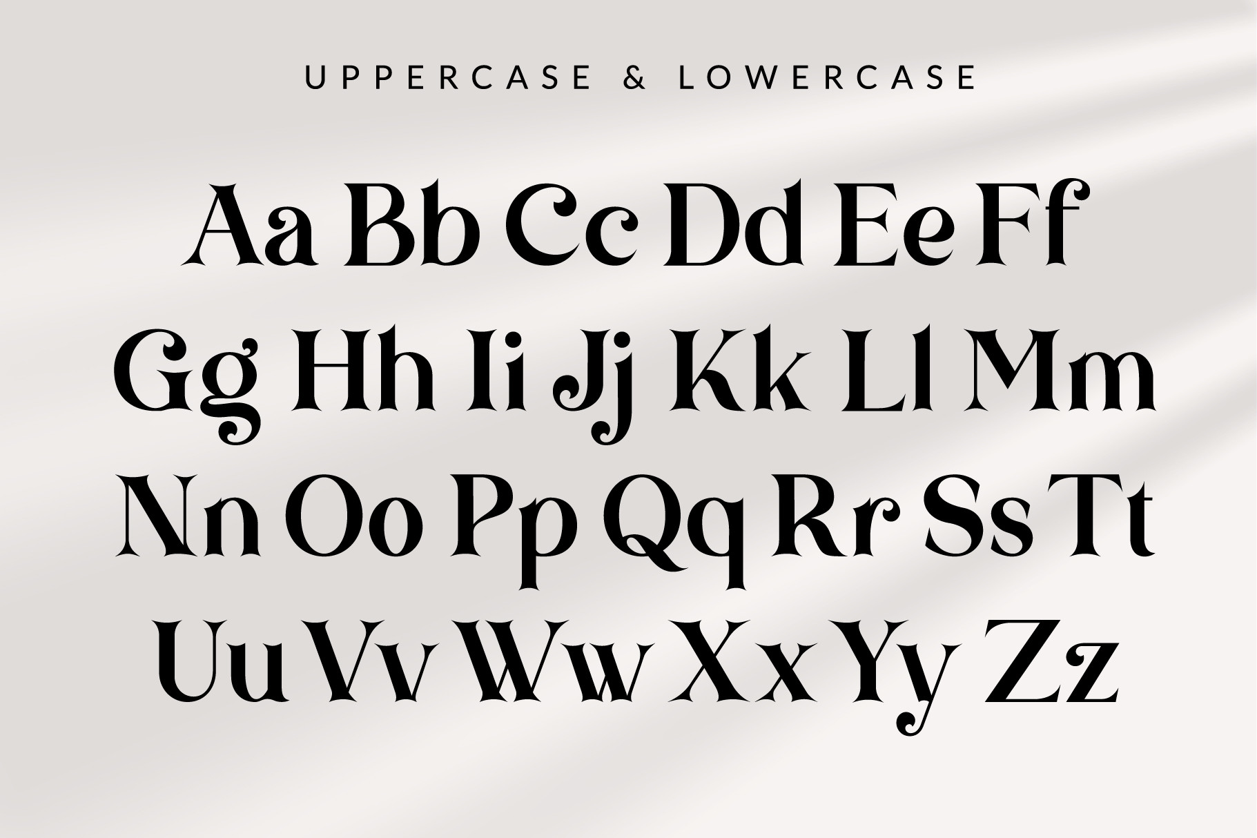Brown Falco font uppercase, lowercase letter pairs displaying full character range