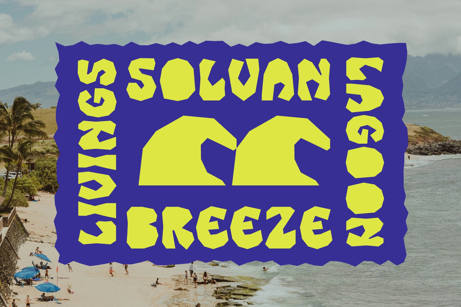 Skyrigs Solvain 5 breeze 2 overlaid on coastal beach scene with mountains