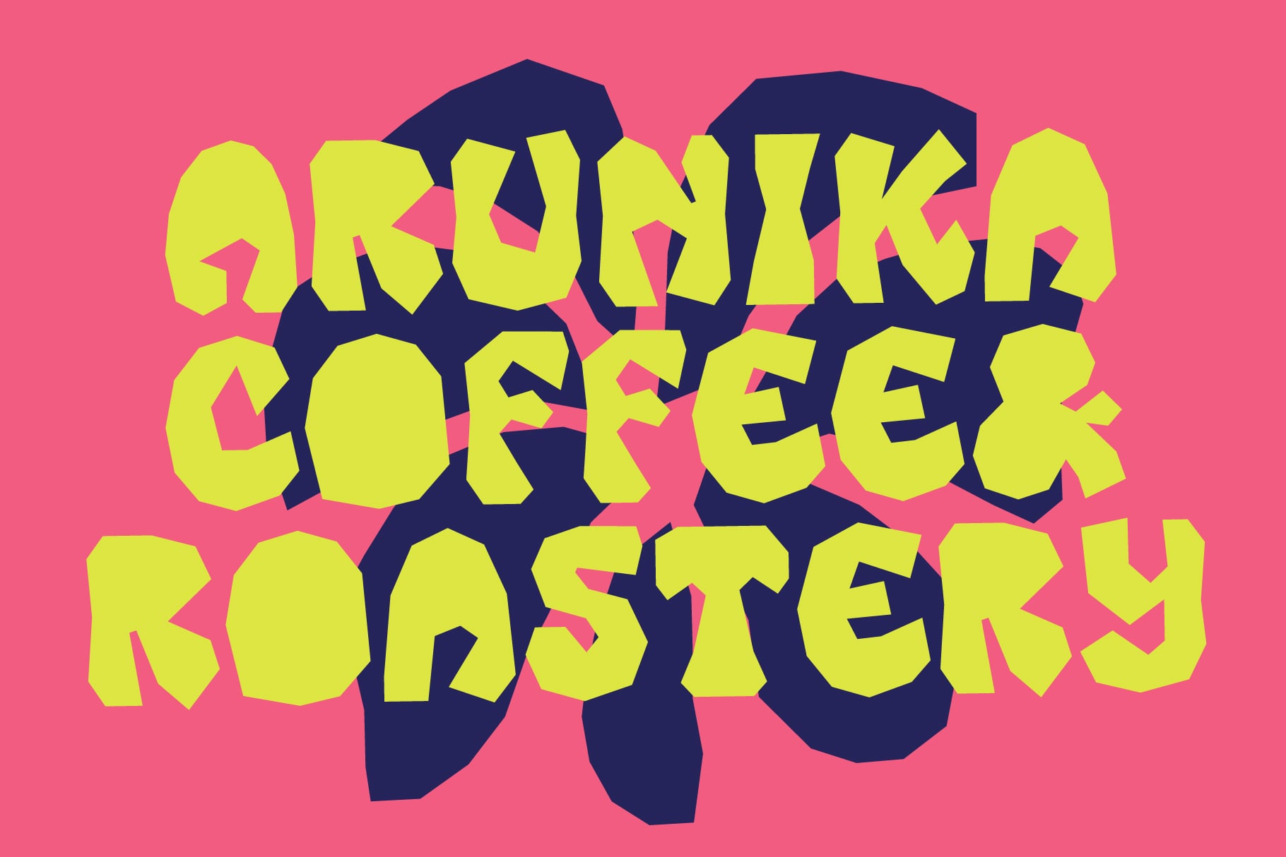 Aromatic Coffee Roastery headline in yellow with navy overlay effect